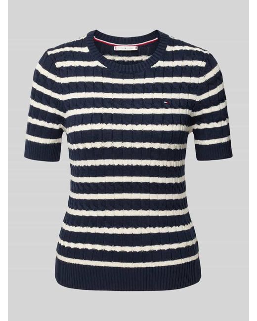 Tommy Hilfiger Blue Regular Fit Strickpullover aus reiner Baumwolle