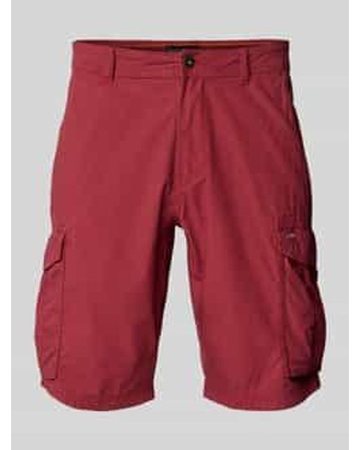 Napapijri Loose Fit Korte Cargobroek Met Logostitching in het Red voor heren