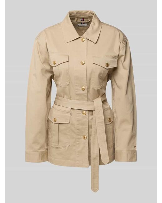 Tommy Hilfiger Natural Regular Fit Hemdjacke mit goldfarbenen Knöpfen