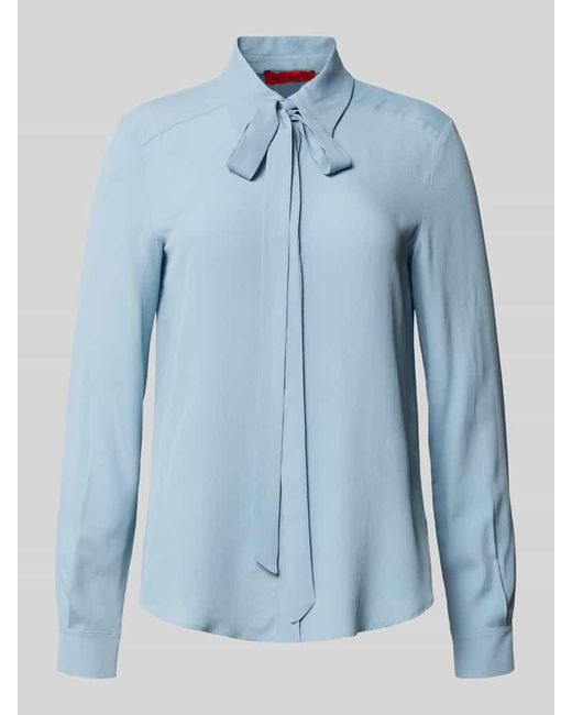 MAX&Co. Blue Regular Fit Hemdbluse mit Seidenanteil Modell 'ATENEO'