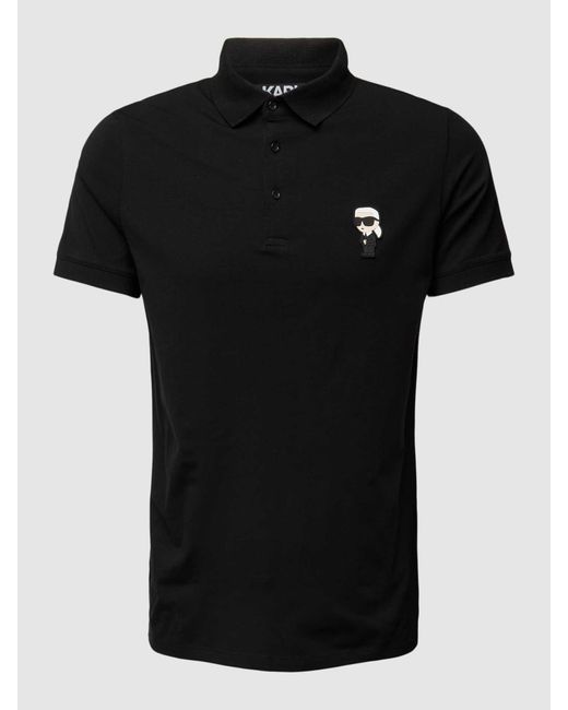 Karl Lagerfeld Regular Fit Poloshirt Met Labelbadge in het Black voor heren