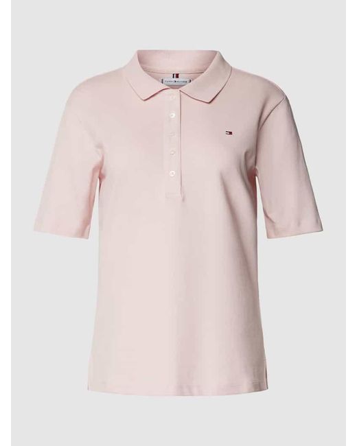 Tommy Hilfiger Pink Poloshirt mit kurzer Knopfleiste