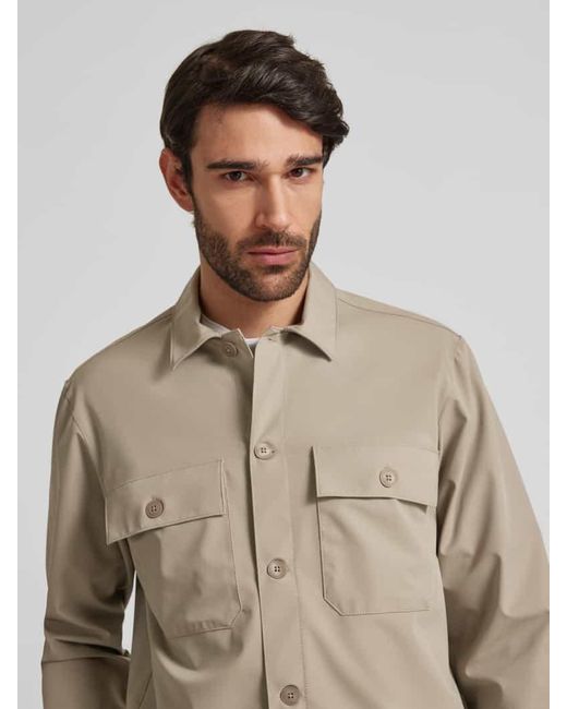Roy Robson Regular Fit Hemdjacke mit Brustpattentaschen in Natural für Herren