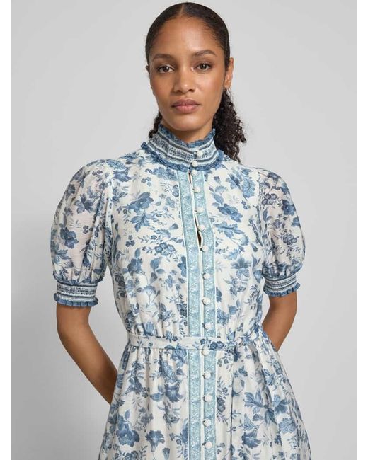 Forever New Blue Tailliertes Abendkleid aus Lyocell-Mix mit Leinen-Anteil Modell 'Rochelle'