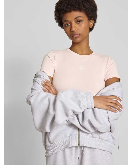 Guess Natural T-Shirt mit Label-Stitching