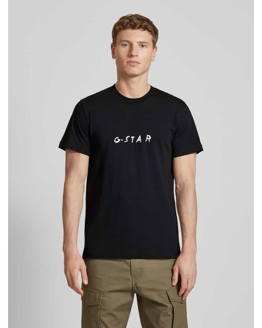 G-Star RAW T-Shirt mit Label-Print in Black für Herren