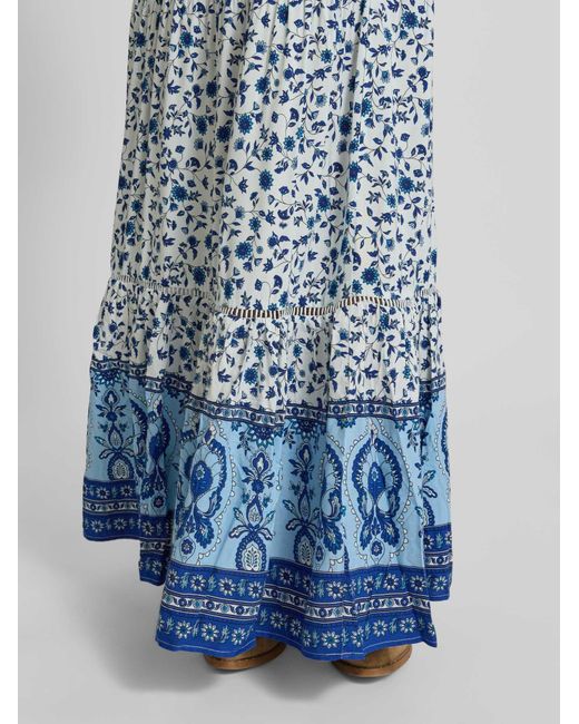 Apricot Maxirok Van Viscose in het Blue