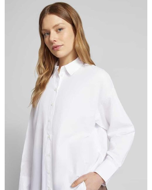 Vero Moda White Oversized Hemdbluse Aus Baumwoll-Mix Modell 'Fanni'