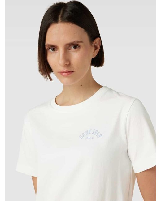 Gant White T-Shirt mit Label-Stitching Modell 'ARCH'