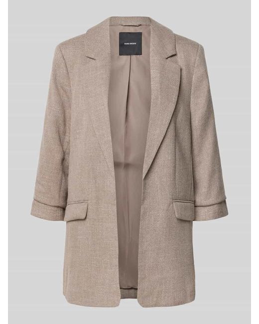 Vero Moda Natural Regular Fit Longblazer mit 3/4-Arm Modell 'FRIDA'