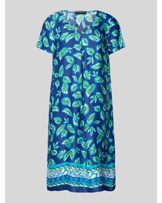 Betty Barclay Blue Knielanges Kleid aus Viskose mit Allover-Motiv-Print