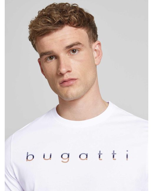 Bugatti T-shirt Met Logoprint in het White voor heren