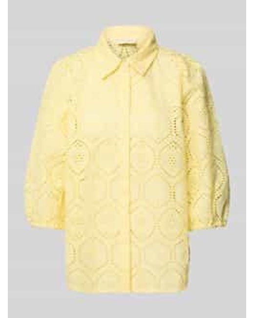Freequent Regular Fit Blouse Met Broderie Anglaise, Model 'Agy' in het Yellow