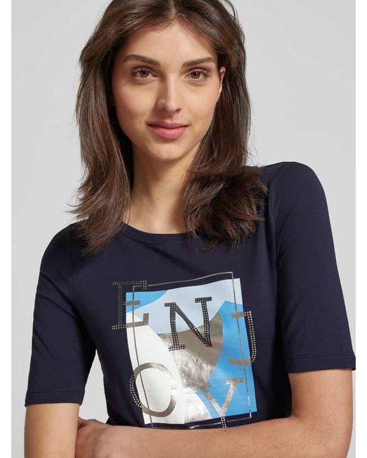 S.oliver Blue Regular Fit T-Shirt mit Statement Print