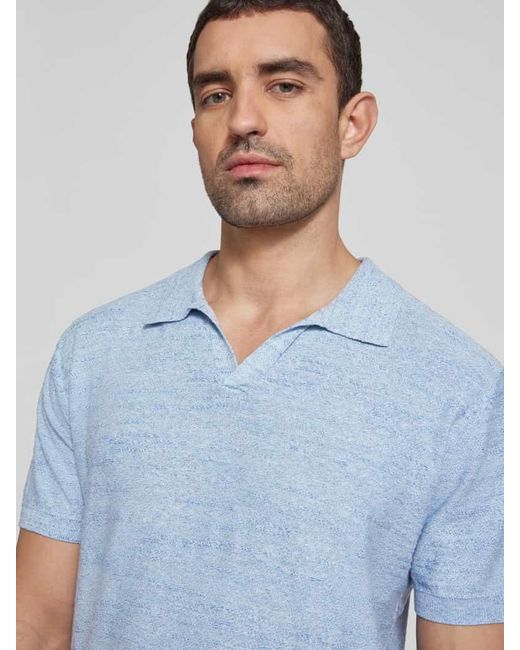 COLOURS & SONS Regular Fit Poloshirt mit V-Ausschnitt in Blue für Herren