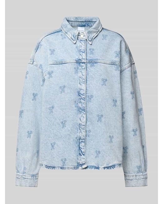 Vero Moda Blue Boxy Fit Jeansbluse mit Motiv-Stitching Modell 'HAYDEN'