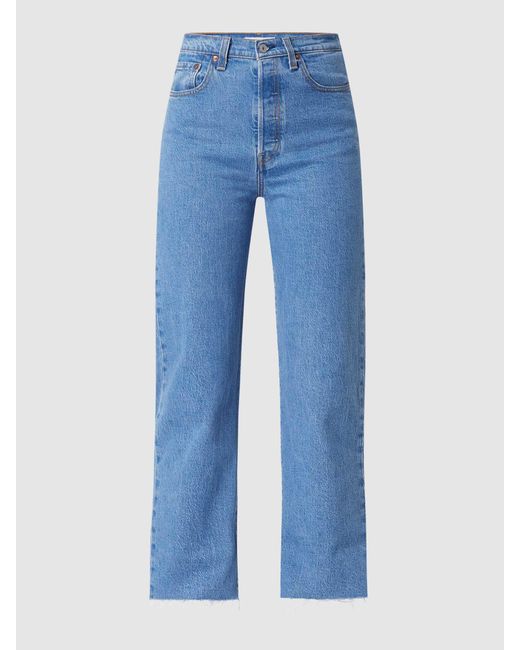 Levi's Blue Straight Fit High Waist Jeans mit Stretch-Anteil Modell 'Ribcage' - 'Water