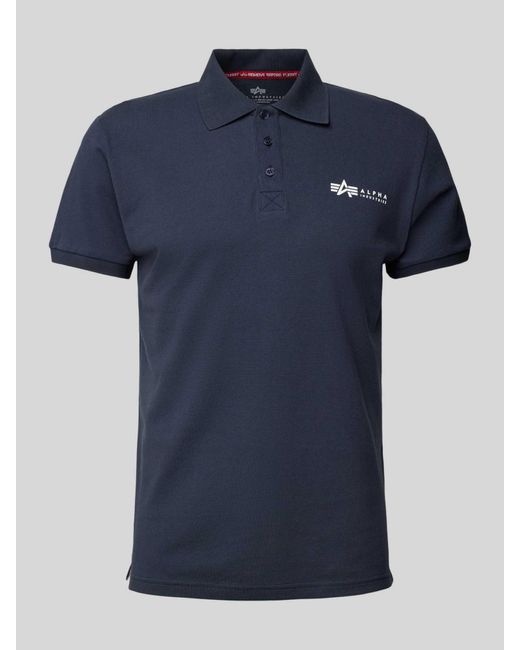 Alpha Industries Regular Fit Poloshirt Met Labelprint in het Blue voor heren