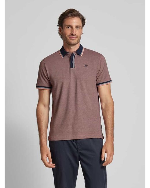 Tom Tailor Regular Fit Poloshirt mit Label-Print in Purple für Herren