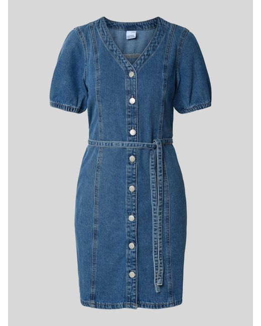 Vero Moda Regular Fit Jeansjurk Van Een Mix Van Katoen En Viscose, Model 'Janet' in het Blue