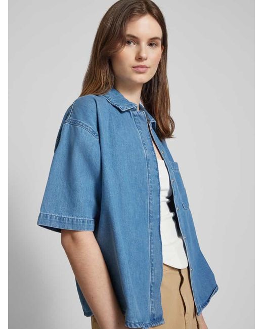 Noisy May Blue Jeansbluse mit Umlegekragen Modell 'ELINE'