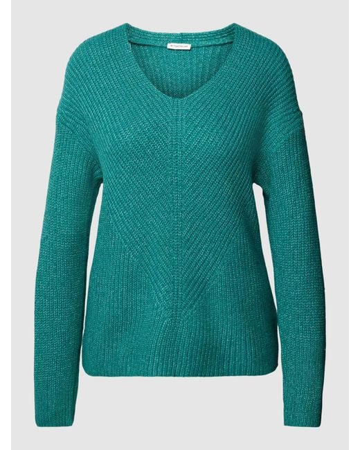 Tom Tailor Gebreide Pullover Met Extra Brede Schouders in het Green