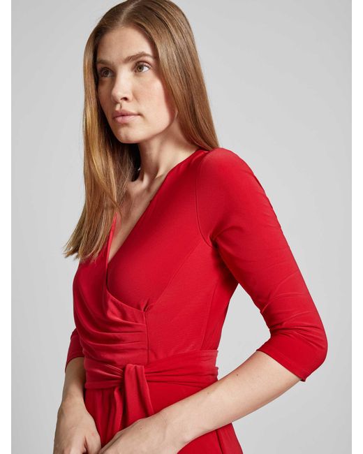 Ralph Lauren Midi-Jurk Met Strikceintuur, Model 'Carlyna' in het Red