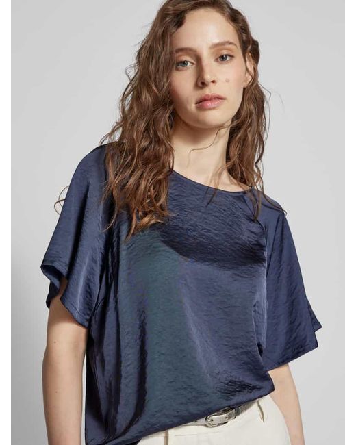 Mbym Blue Blusenshirt in Crinkle-Optik Modell 'Damik'