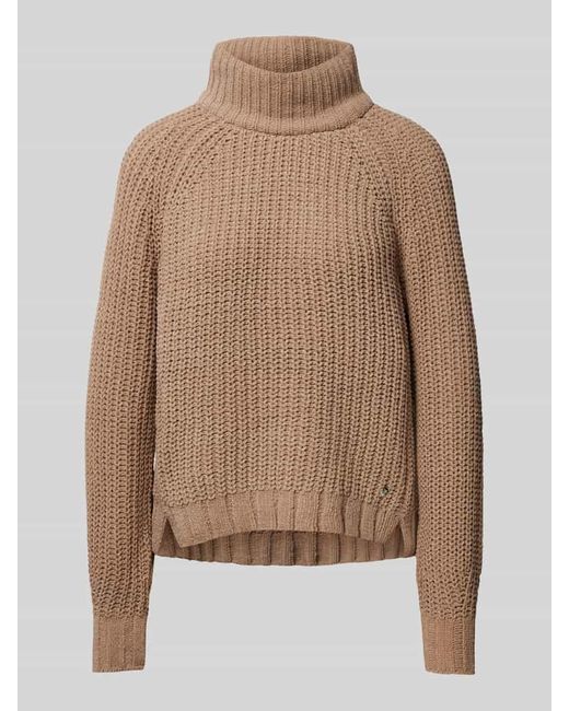 Monari Brown Strickpullover Mit Stehkragen Modell 'Chenille'