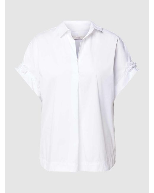 0039 Italy White Blusenshirt mit Umlegekragen