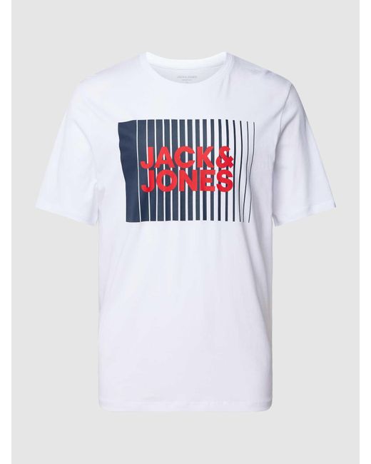 Jack & Jones T-Shirt mit Label-Print Modell 'CORP' in White für Herren
