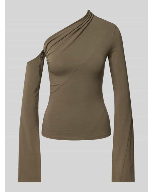 Weekday Green Longsleeve mit One-Shoulder-Träger Modell 'Ira'