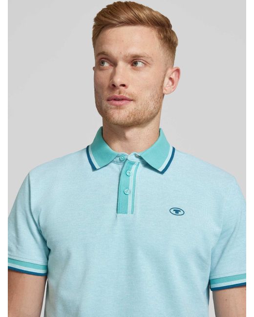 Tom Tailor Regular Fit Poloshirt Met Labelprint in het Blue voor heren
