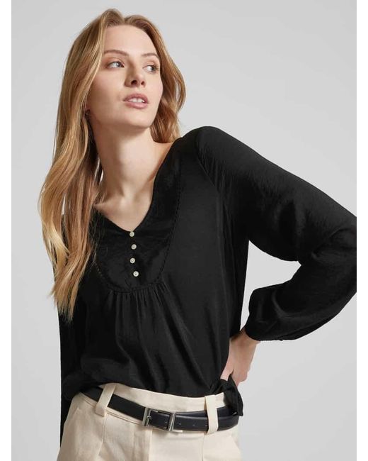 Vero Moda Black Bluse mit kurzer Knopfleiste Modell 'MIRA'