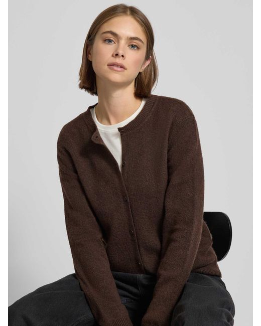 Pieces Regular Fit Gebreid Jack Met Wol, Model 'Malou' in het Brown