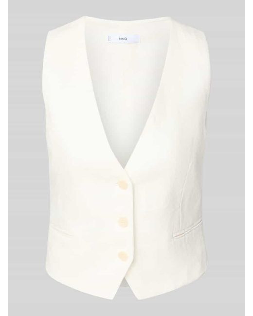 Mango White Leinenweste mit Paspeltaschen Modell 'BORELI'