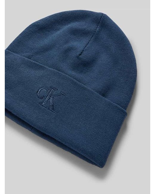 Calvin Klein Blue Beanie mit Label-Stitching