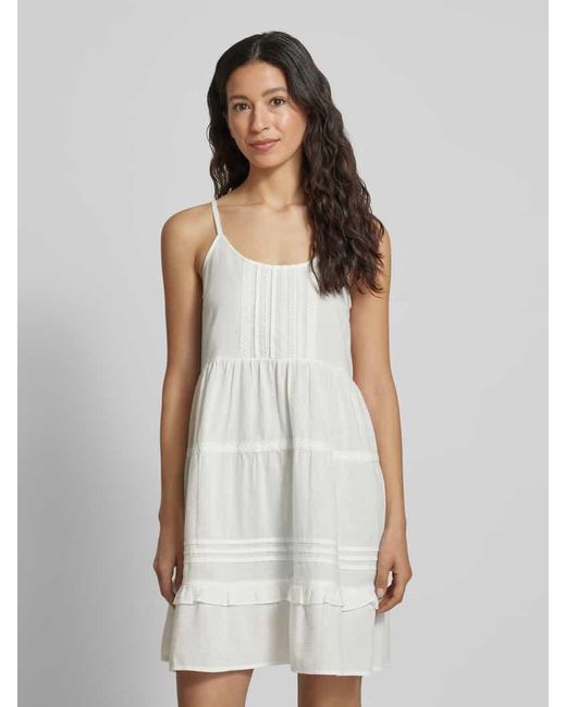 Vero Moda White Loose Fit Minikleid mit verstellbaren Spaghettiträgern Modell 'PRETTY'