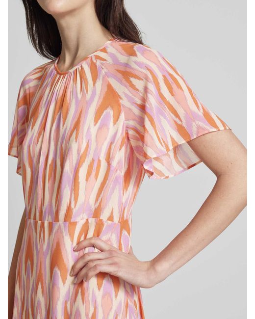 Comma, Midi-jurk Met All-over Motief in het Pink