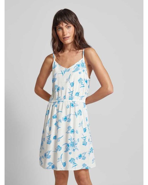 Vero Moda Blue Knielanges Kleid mit Allover-Muster Modell 'MYMILO'