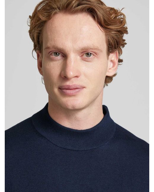 Scotch & Soda Gebreide Pullover Met Opstaande Kraag, Model 'Core' in het Blue voor heren
