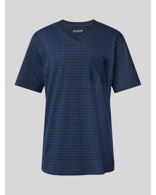 Schiesser Pyjama Met V-hals in het Blue voor heren