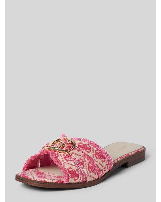 Guess Slippers Met Labeldetail in het Pink