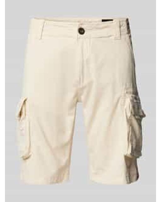 Alpha Industries Regular Fit Korte Cargobroek Met Labelstitching, Model 'Crew Short' in het Natural voor heren