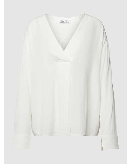 Esprit White Bluse aus Viskose mit V-Ausschnitt