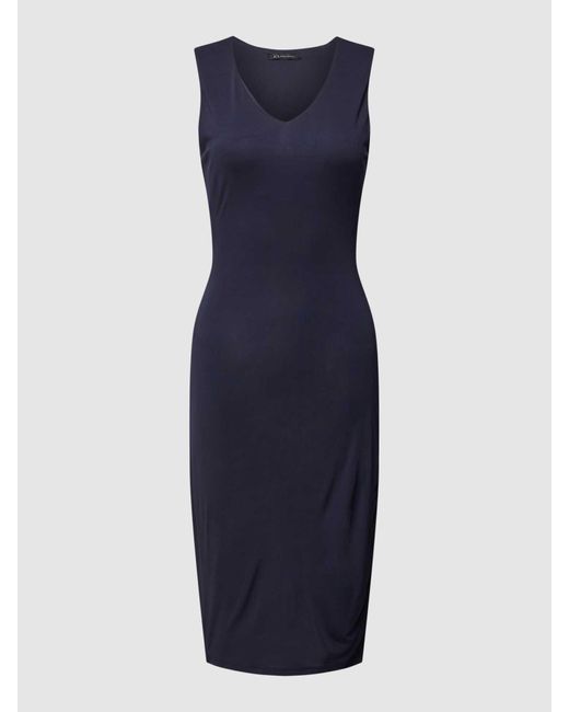 Armani Exchange Blue Knielanges Kleid mit seitlicher Raffung