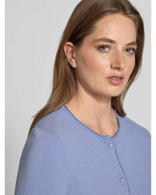 Marc Cain Blue Strickjacke aus Viskose-Mix mit Rundhalsausschnitt