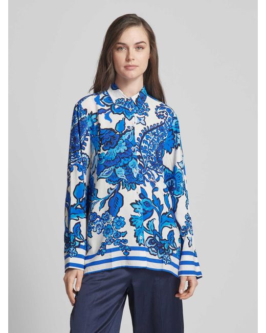 Emily Van Den Bergh Blue Bluse mit floralem Print