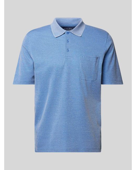 Christian Berg Men Regular Fit Poloshirt Met Borstzak in het Blue voor heren