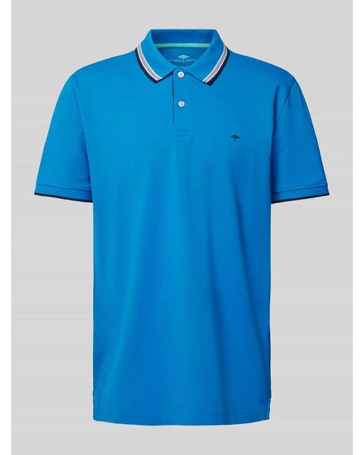 Fynch-Hatton Regular Fit Poloshirt mit Kontraststreifen in Blue für Herren